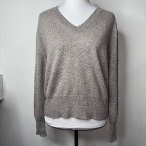 NOVA Kashmir Fine Cashmere Women's V-Neck Knit Sweater Brown Size M